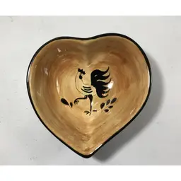 Pennsbury Pottery black rooster heart bowl, vintage