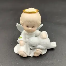 Vtg Enesco Holly Babes Angel With Baby Seal Figurine