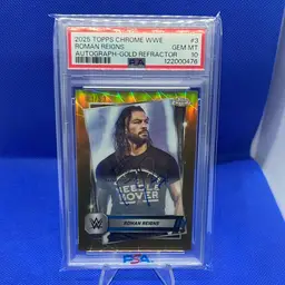 Roman Reigns 2025 Topps Chrome WWE Gold Auto Refractor #03/50 PSA 10