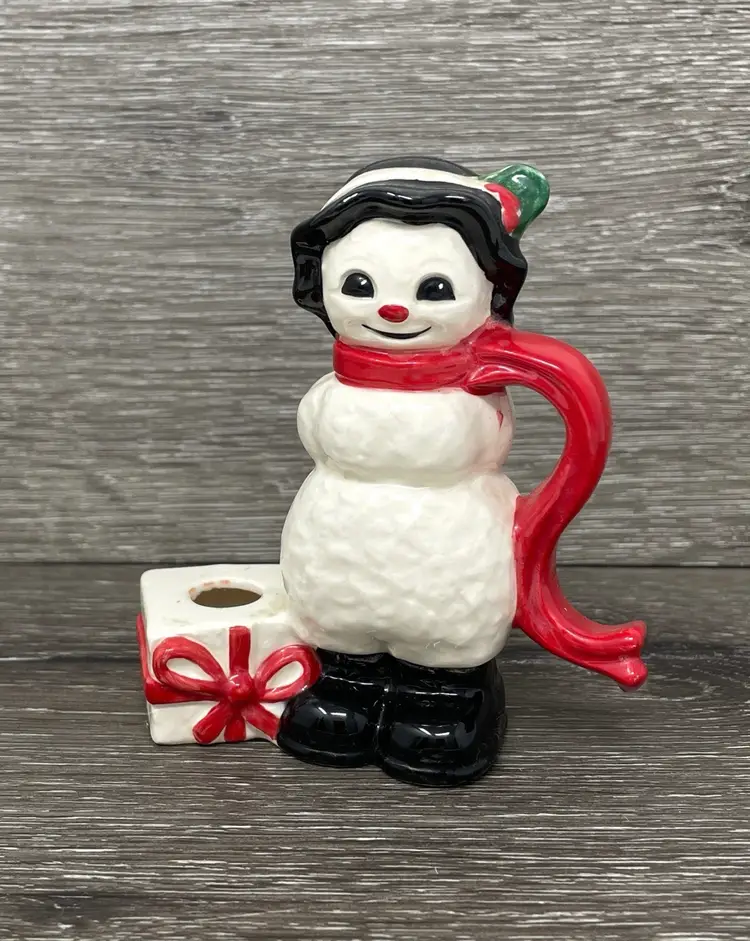 Vintage Goebel Christmas Snowman Candleholder