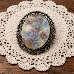 Porcelain Cabbage Roses Brooch