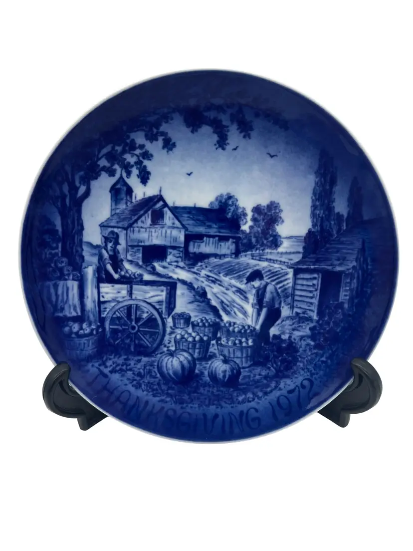 1972 Thanksgiving Plate Bareuther Bavaria Harvest Scene 7.75" Collector Germany