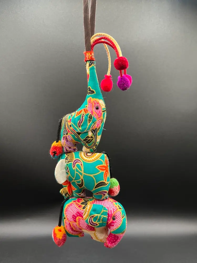 Contemporary Elephant Multicolor Fabric Door Knob Hanger 16.5”L 🐘