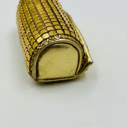 Whiting and Davis Gold Tone Mesh Hard Shell Lipstick Case