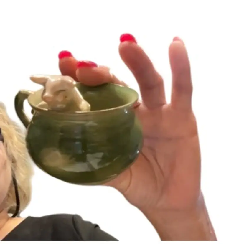 Piggy Hanging In A Cup. Measures 3”x3.5”