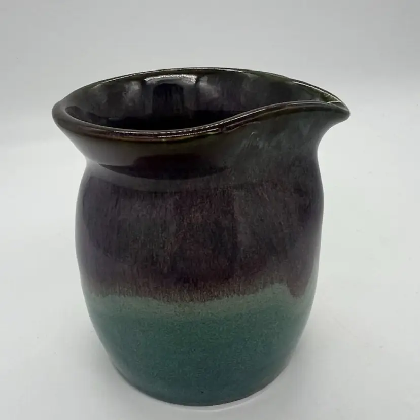 Studio Art Pottery Small Open Pitcher Creamer Syrup Vessel Purple Blue Green