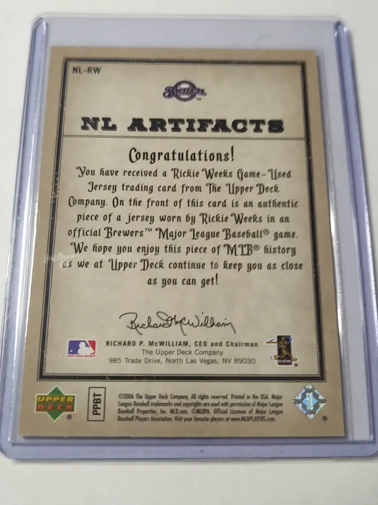 2006 Ricky Weeks Upper Deck #105/250 Patch