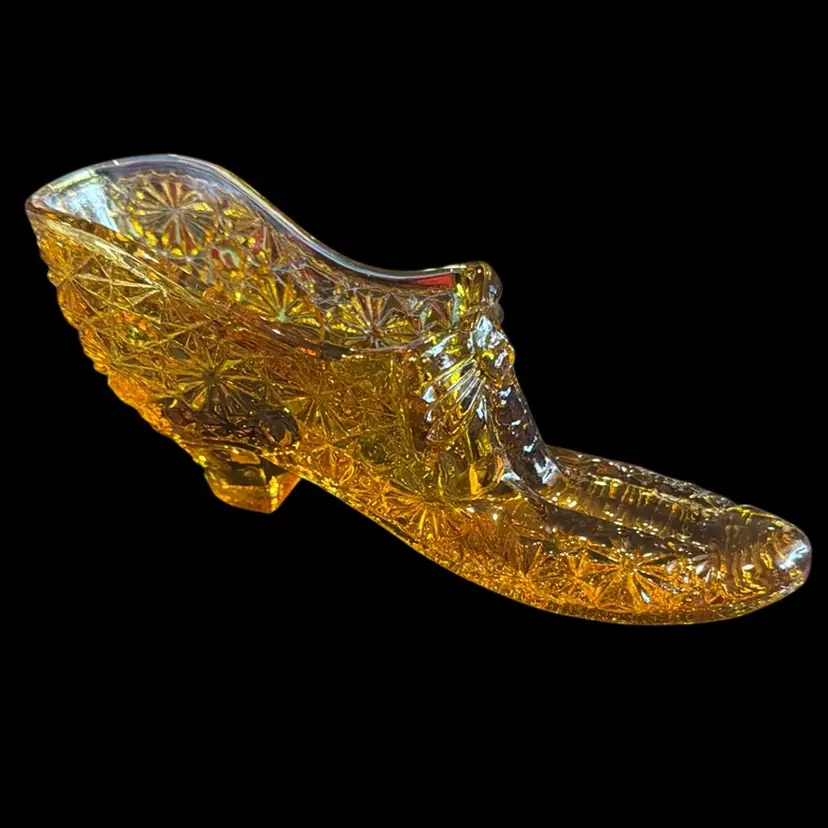 Vintage Amberina Cadmium Glass Shoe *glows**