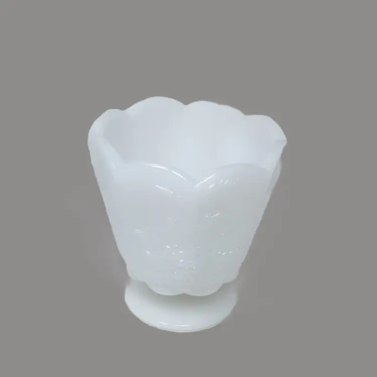 White Milk Glass Compote – E.O. Brody Grapevine Footed Bowl  (0323-25)