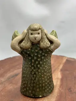 Vintage Sylvia Hood Originals MCM Chalkware Angel Figurine Pasadena Artist 1960s