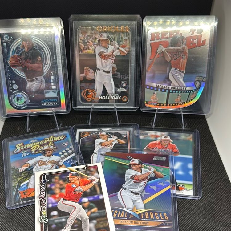 Jackson Holliday RC Lot 2024 Topps, Bowman, Stadium Club Baltimore Orioles
