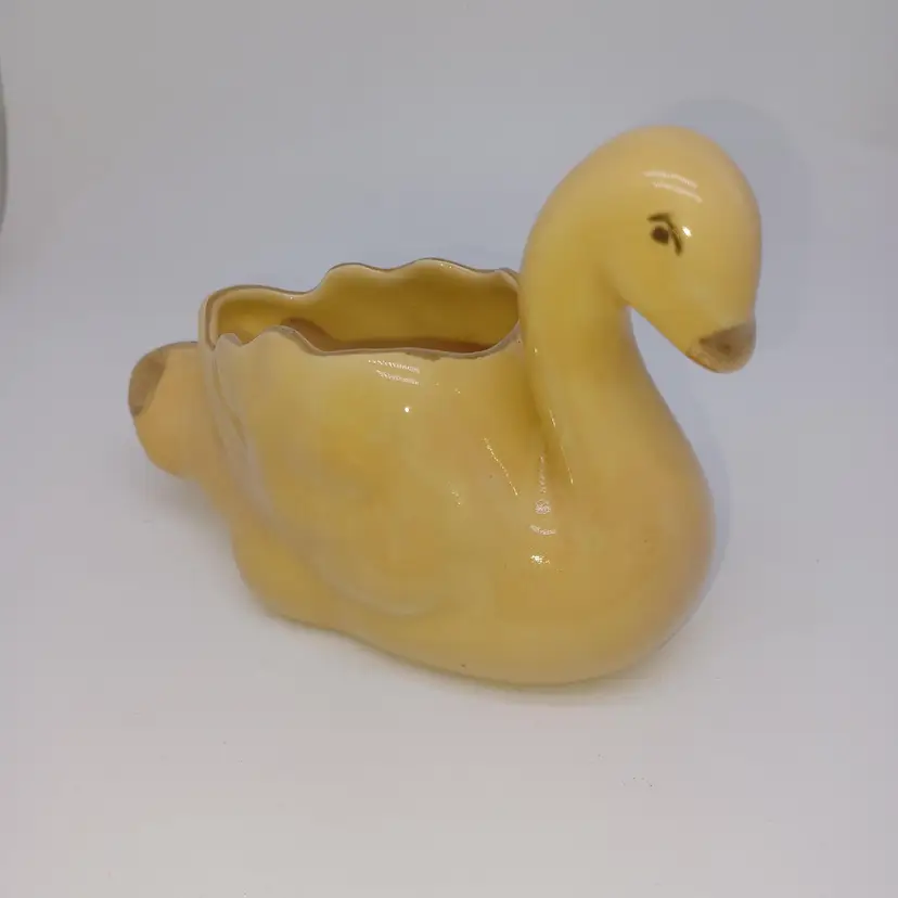 Vintage Ceramic Swan Planter Yellow MILLFORD POTTERY KLAYKRAFT 24K HIGHLIGHTS