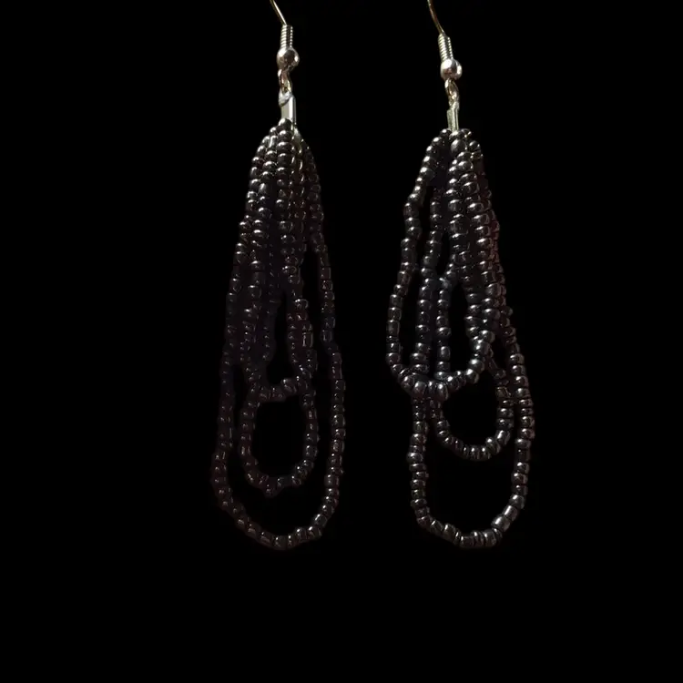 #01 Necklace twisted rope & earrings Hematite Look