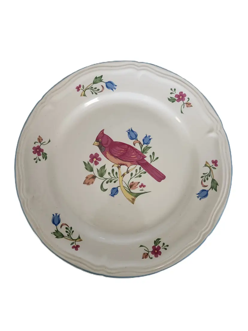 33-Thienshan Stoneware Aviary Plate 10 1/2 Inches