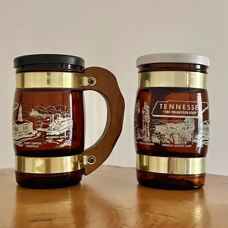 Vintage Salt And Pepper Shakers Made In USA Tennessee Mug Style Farmhouse Decor