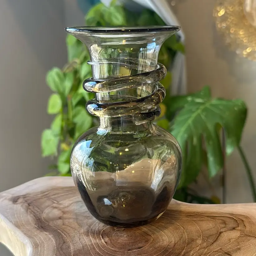 5”Blown Glass Gray/Brown Vase
