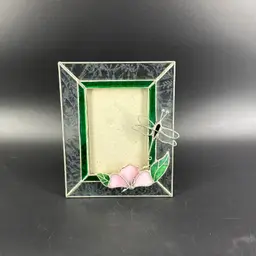 Stained Glass Artisan Dragonfly Picture Frame