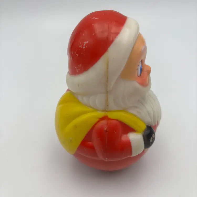 Vintage Musical Roly Poly Tumbler Santa Claus Toy  Kiddie Enterprises Inc 1950s