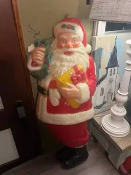 1950's Vintage Noma Flat Back Lighted Santa Hard Plastic 30" Tall Christmas