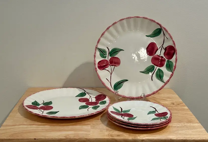 MCM Blue Ridge Southern Dinnerware 2 Plates 3 Salad Plates Crab Apple Design