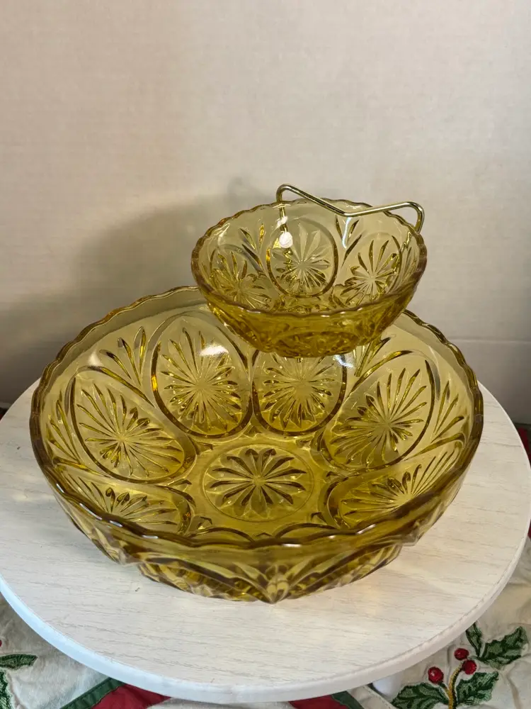 1960’s Anchor Hocking Chip Dip Set W/Box