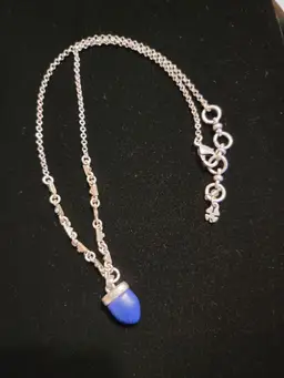 Lucky Brand silvertone and blue stone necklace