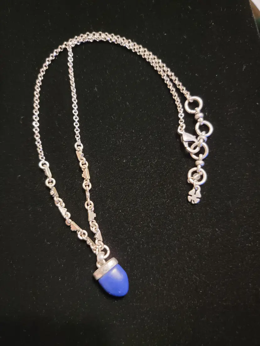 Lucky Brand silvertone and blue stone necklace