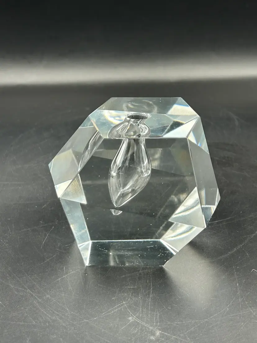 MCM Orchid Vase Timo Sarpaneva Cut Crystal Mid-Century Modern Art Glass