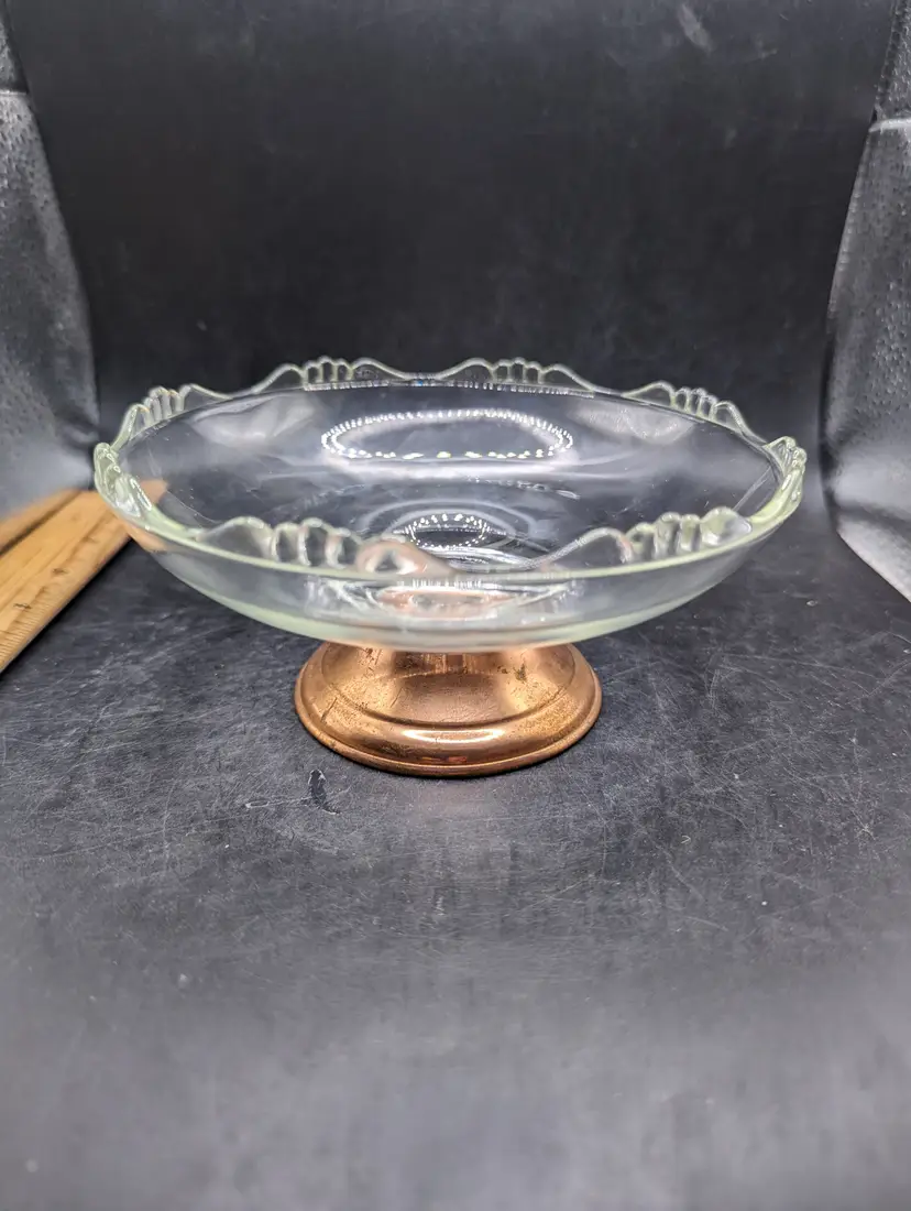 Vintage Princess House Candy Dish With Copper Pedestal Bottom