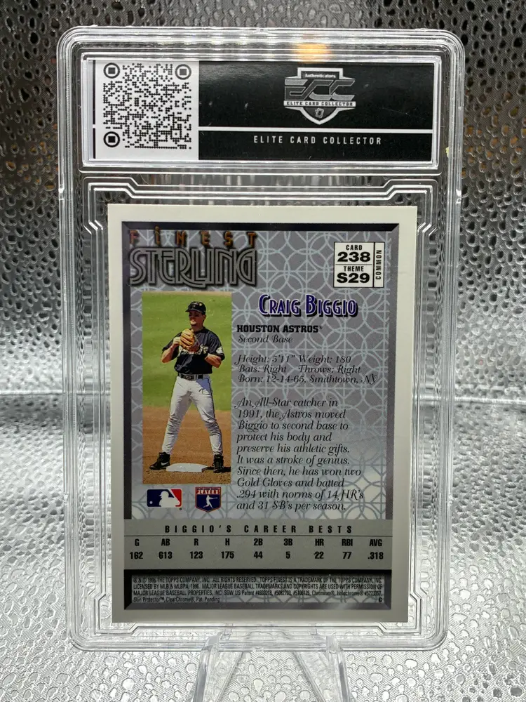 1996 Craig Biggio Topps Finest Sterling Baseball #238 Houston Astros ECC 9