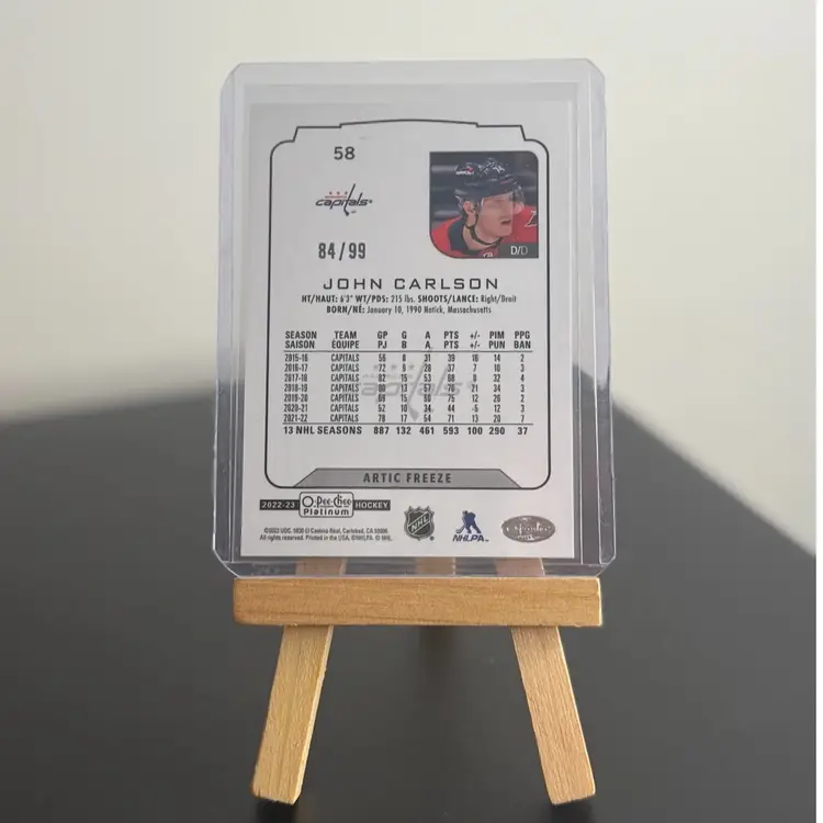2022-23 O-Pee-Chee Platinum #58 John Carlson Arctic-Freeze /99 Washington Capitals
