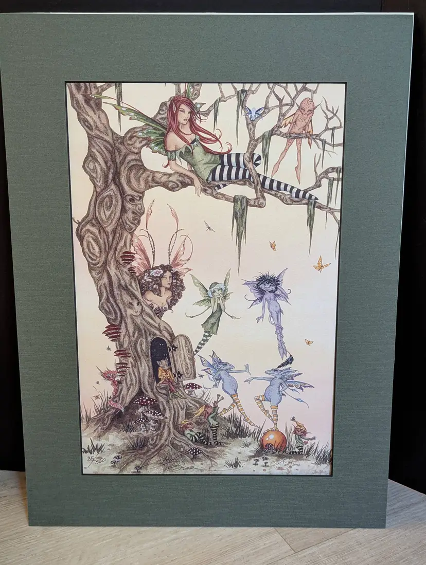 "The Dormouse's House Warming Party" by Amy Brown Giclee Print, Signed, Numbered