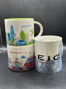 3 Starbucks You Are Here Mugs DC, Raleigh & Charolette