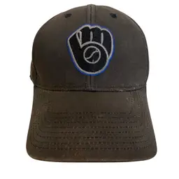 Milwaukee Brewers MLB Fan Favorite Logo Black Distressed Adjustable Hat Fanatics