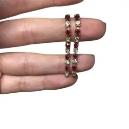 Red And White Rhinestone Earrings