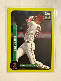 2021 Topps Brooklyn Collection Shohei Ohtani Chartreuse /99 Los Angeles Angels Los Angeles Dodgers