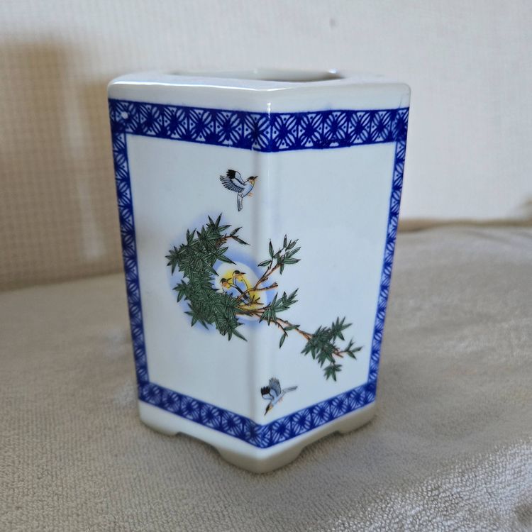 Asian Blue & White Porcelain Vase Or Planter