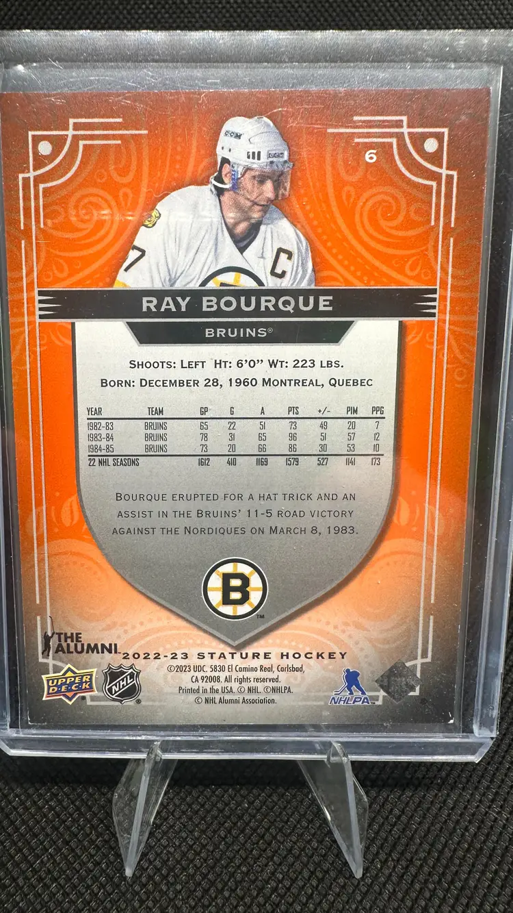2022-23 Upper Deck Stature Ray Bourque Boston Bruins #6 Red Design Variant 15/25