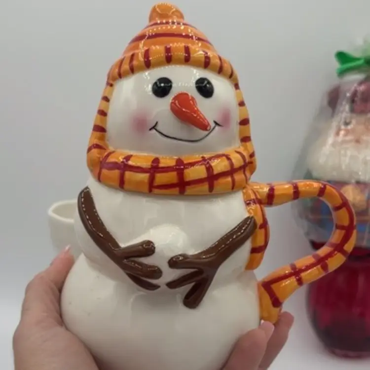 Adorable Snowman Mug With Lid