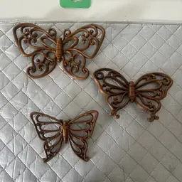 Vtg 70s Dart Inc Homco Set of 3 Butterfly Plastic Wall hanging 9", 8" & 5.75 "