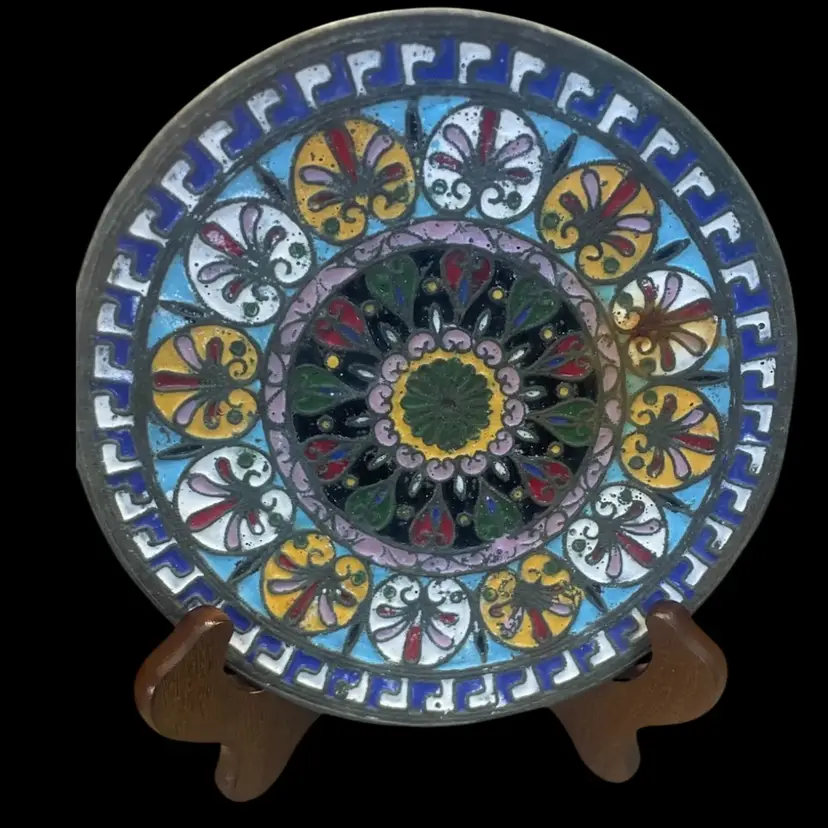 Beautiful Enameled Metal Plate