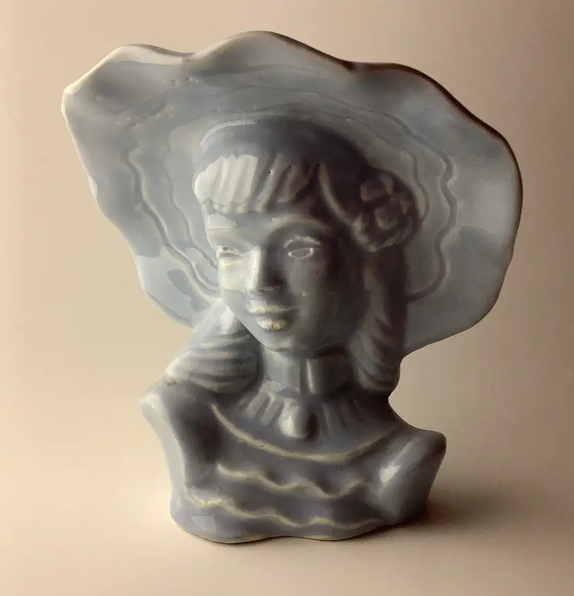 Vintage Ceramic Ladies Head Vase Powder Blue