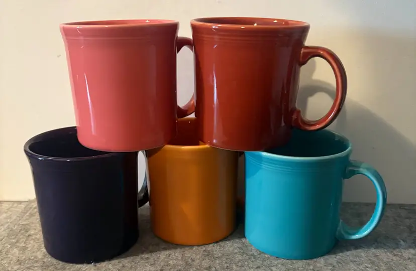 5 Fiesta Mugs, Mixed Colors, 3.5" Tall  #3204