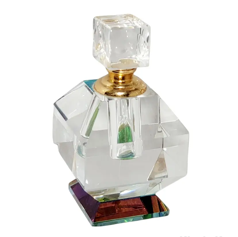 Vtg Clear Glass Perfume Bottle Cut Glass Empty Fragrance Bottle Glass Stopper