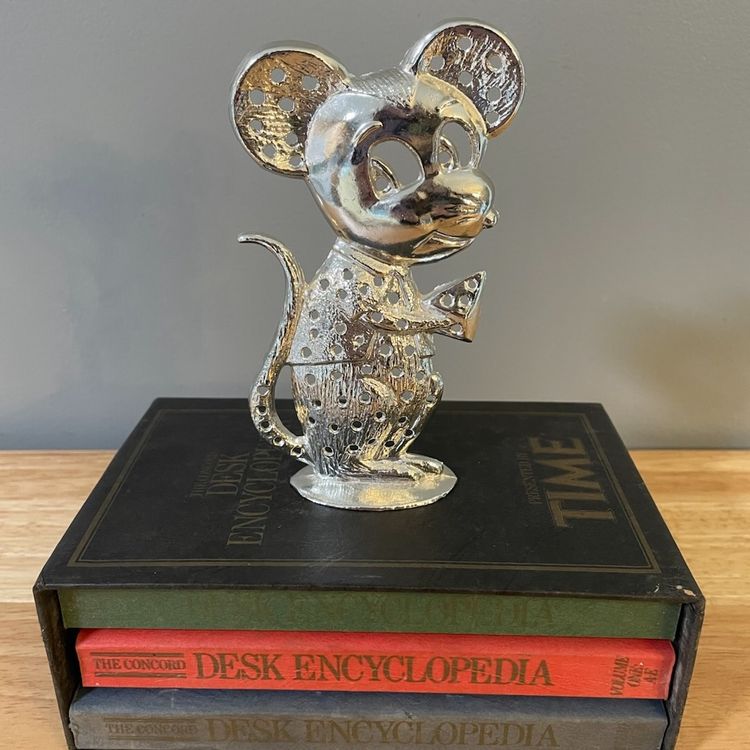 Vintage Mouse Silver Metal Earring Holder Stand By Torino