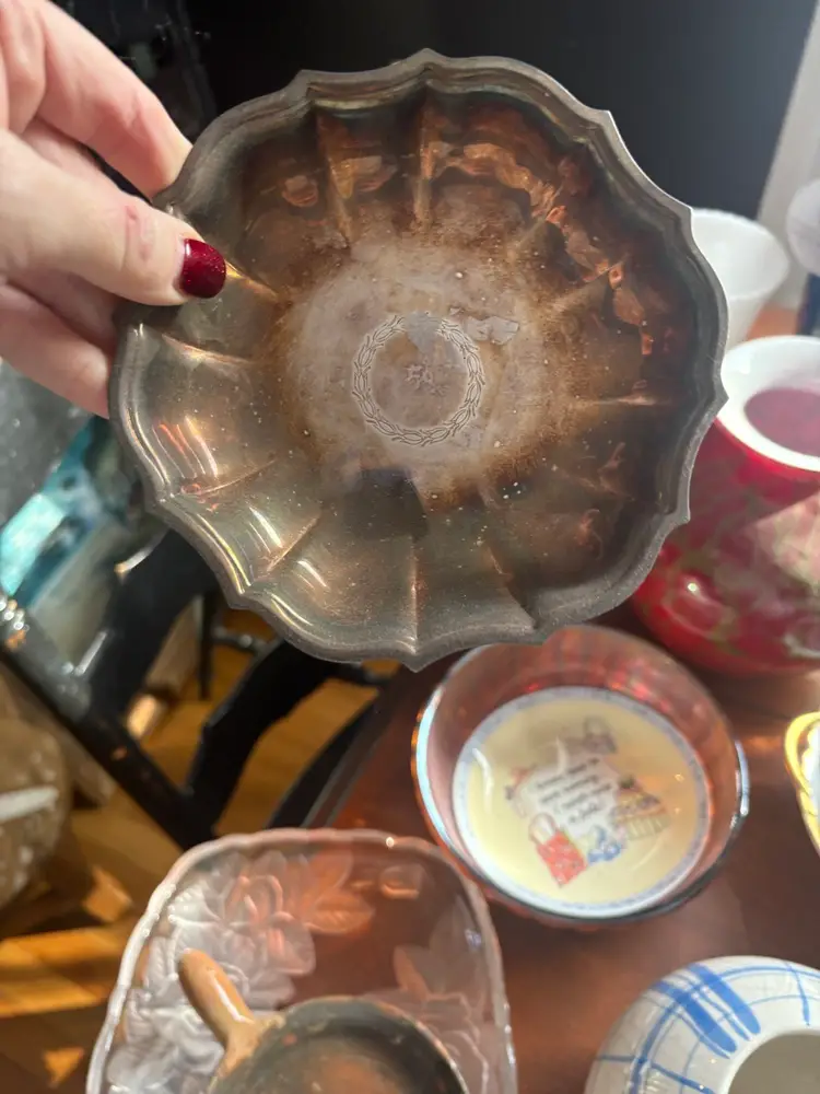 Silver Tone Tarnished Pedestal