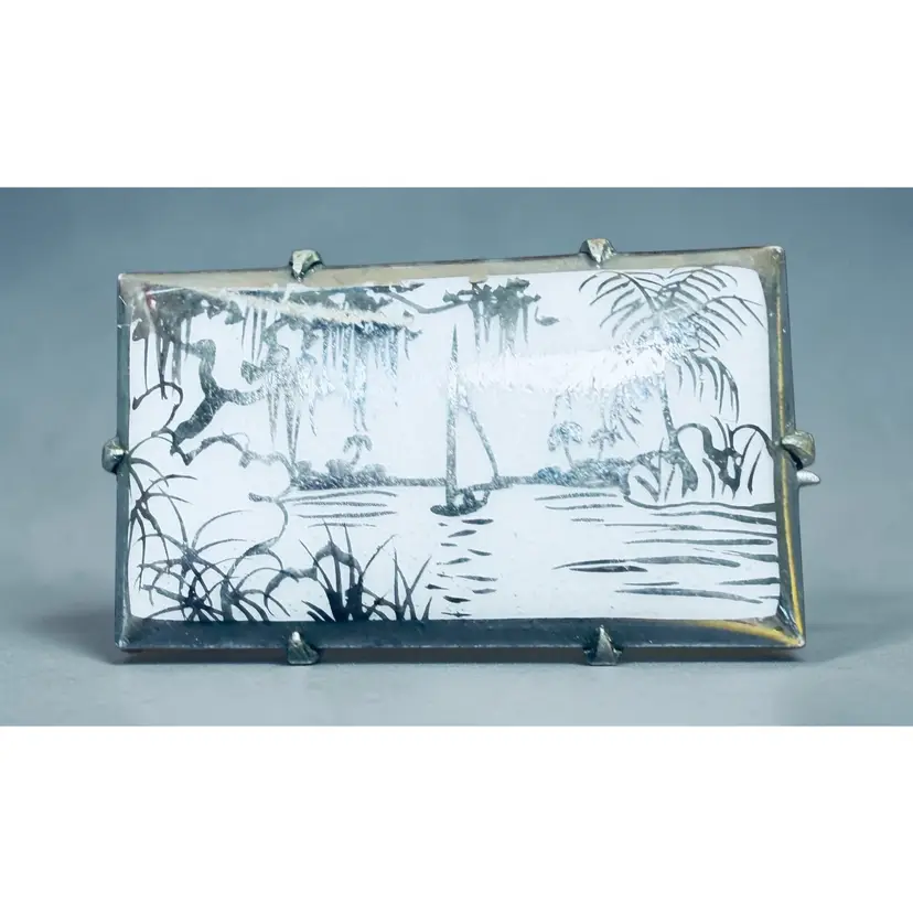 Rare Antique Olive Commons Unsigned  Brooch - 1.25” x 1/2”