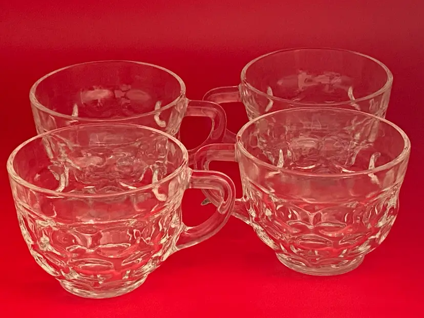 4 Mid Century Modern Vintage Yorktown Federal Glass Jubilee Punch/Espresso Cups