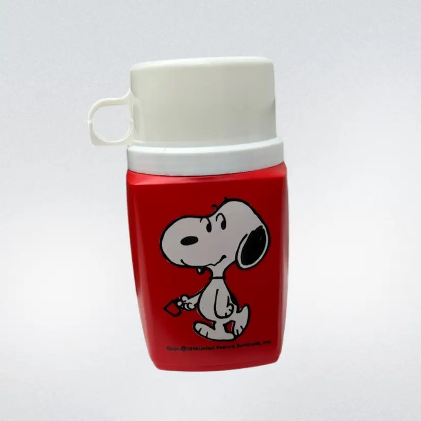 6.5in 8oz Vintage Snoopy Thermos King-Seeley With Lid And Cap GVC