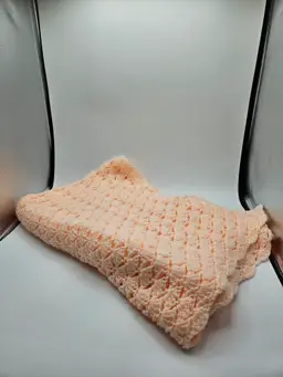Peach Crocheted Baby Blanket 40" x 32"
